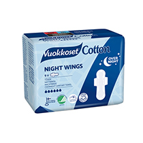 Прокладки "Cotton Night Wings", с крылышками Vuokkoset | интернет-магазин натуральных товаров 4fresh.ru - фото 2